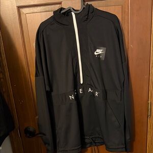 Nike Black Windbreaker Hoodie with White Zip